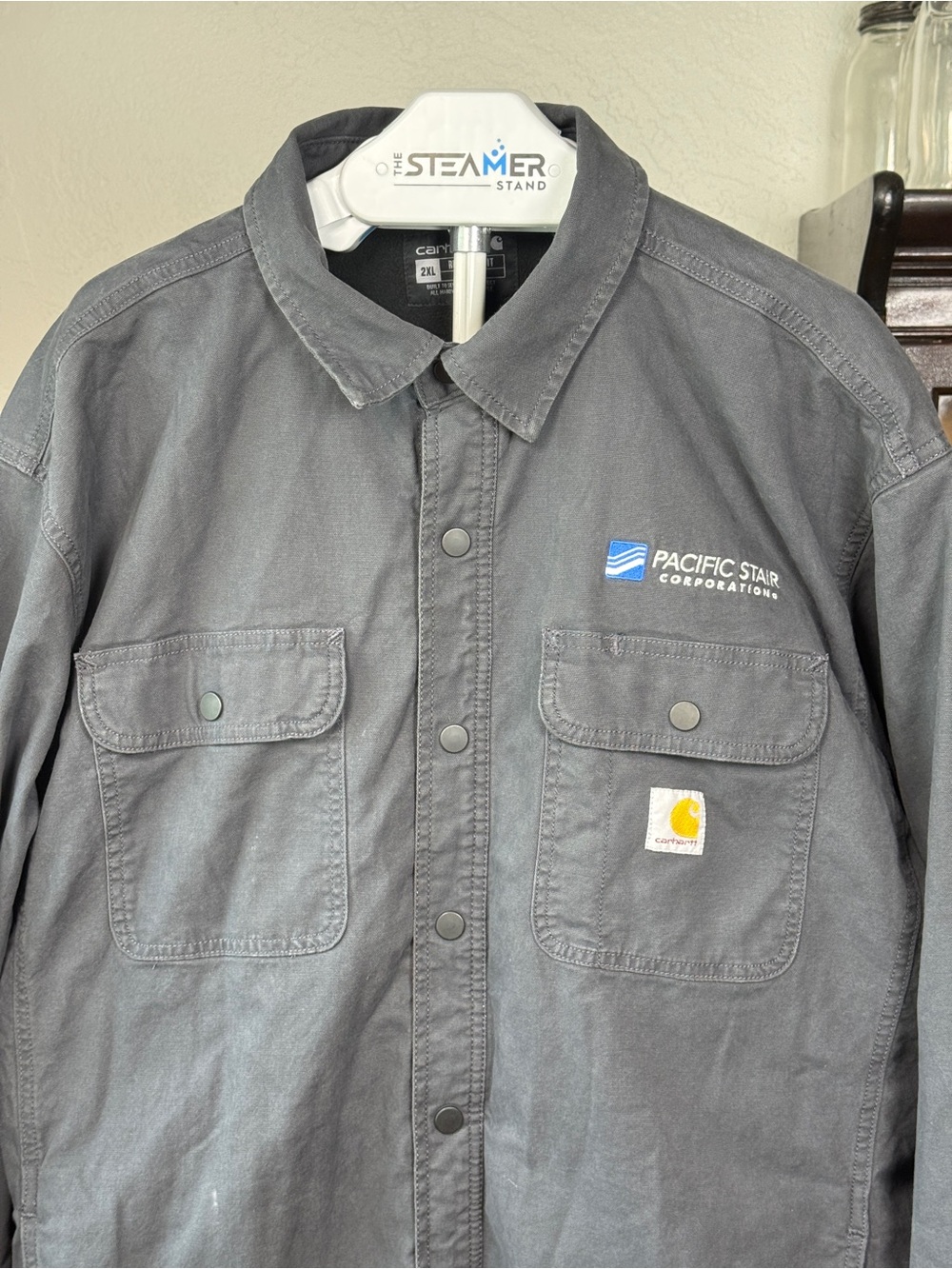 Carhartt 105419 Fleece Lined Shirt Jacket Gray Relaxed Fit Workwear Size 2XL